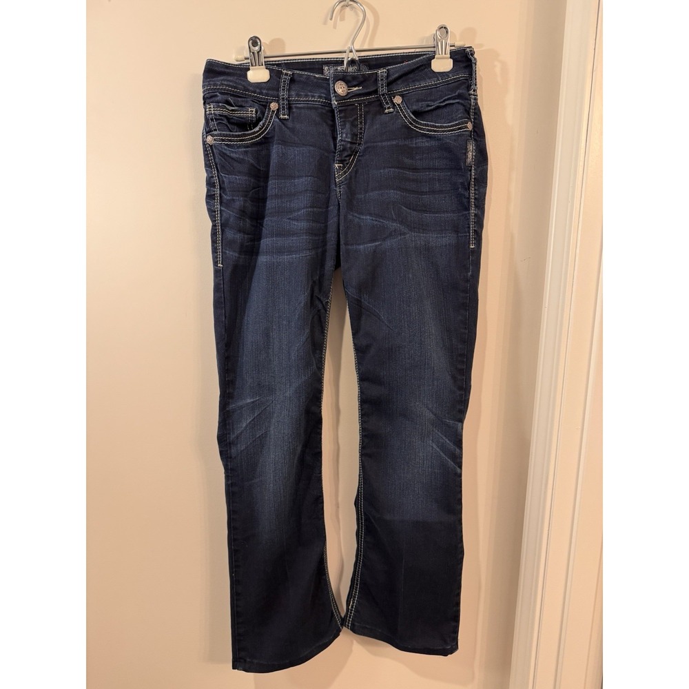 Silver Jeans Women's Super Stretch Suki Mid Slim Boot Cut‎ Size 28 Length 26